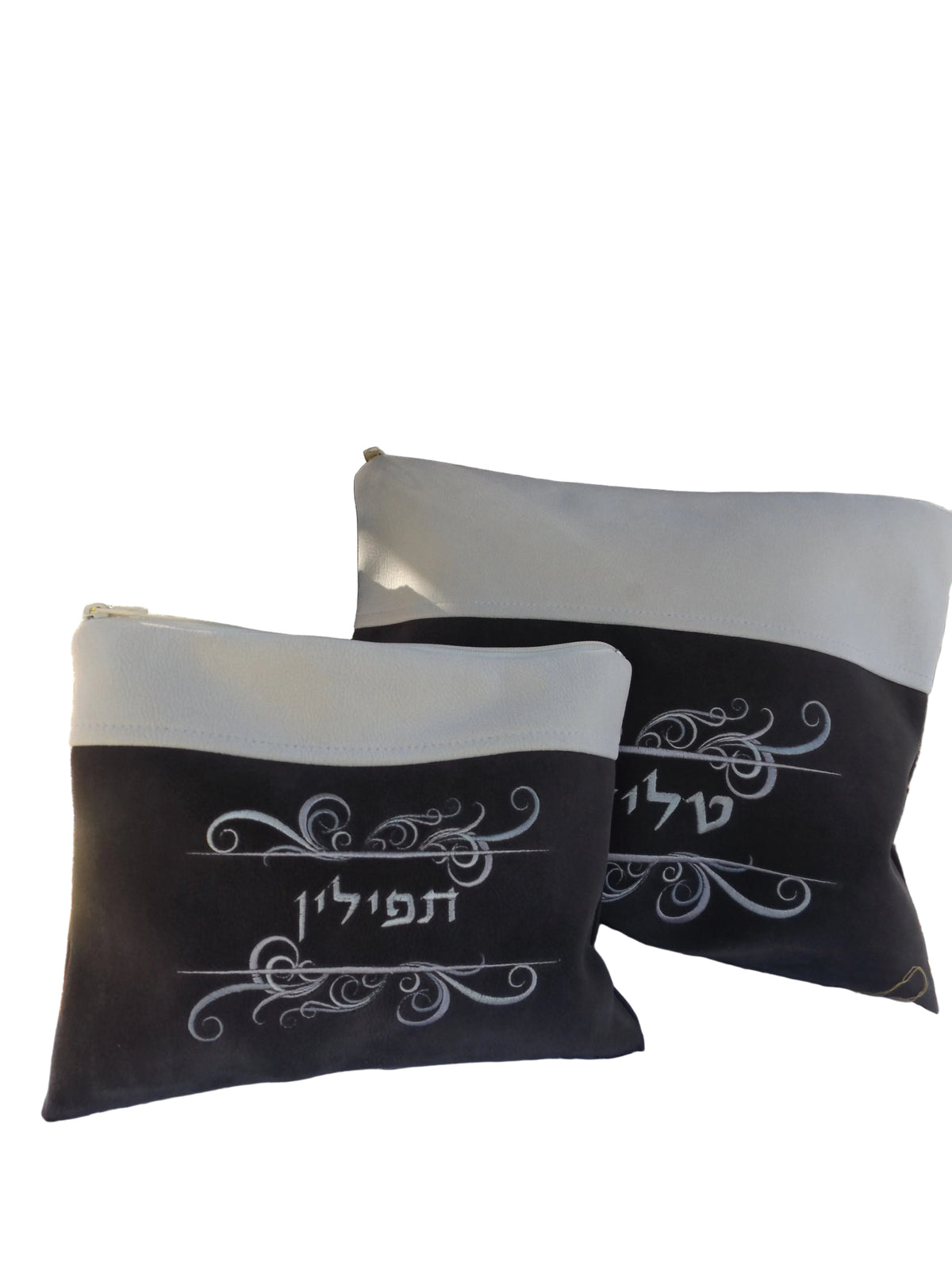 כיסוי לטלית ולתפילין מבד קלינטקס- שמנת אפור כחול