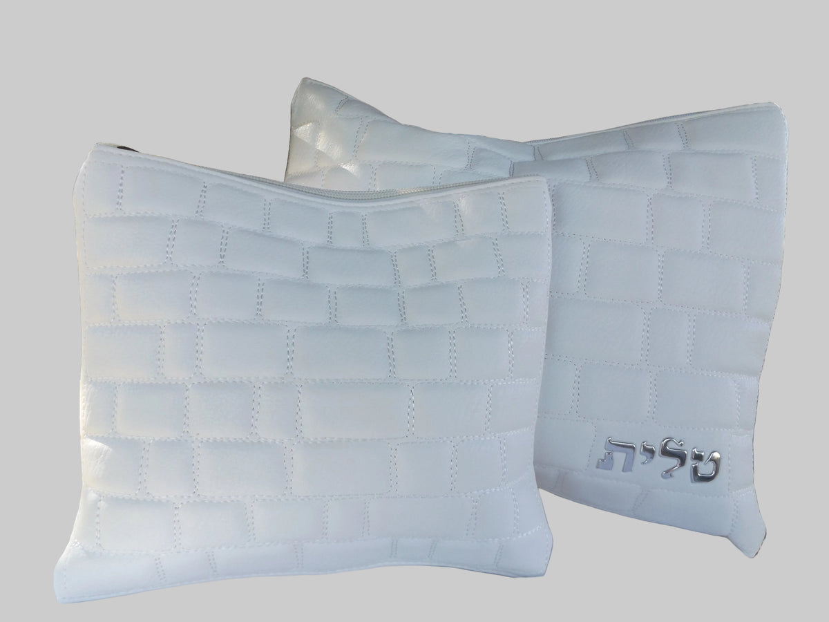 כיסוי לטלית ולתפילין דמוי עור - לבן